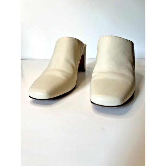 (EUC) Naturalizer Leather Paloma Off White Mules Womens Square Toe 7.5 Comfort - Picture 2 of 6